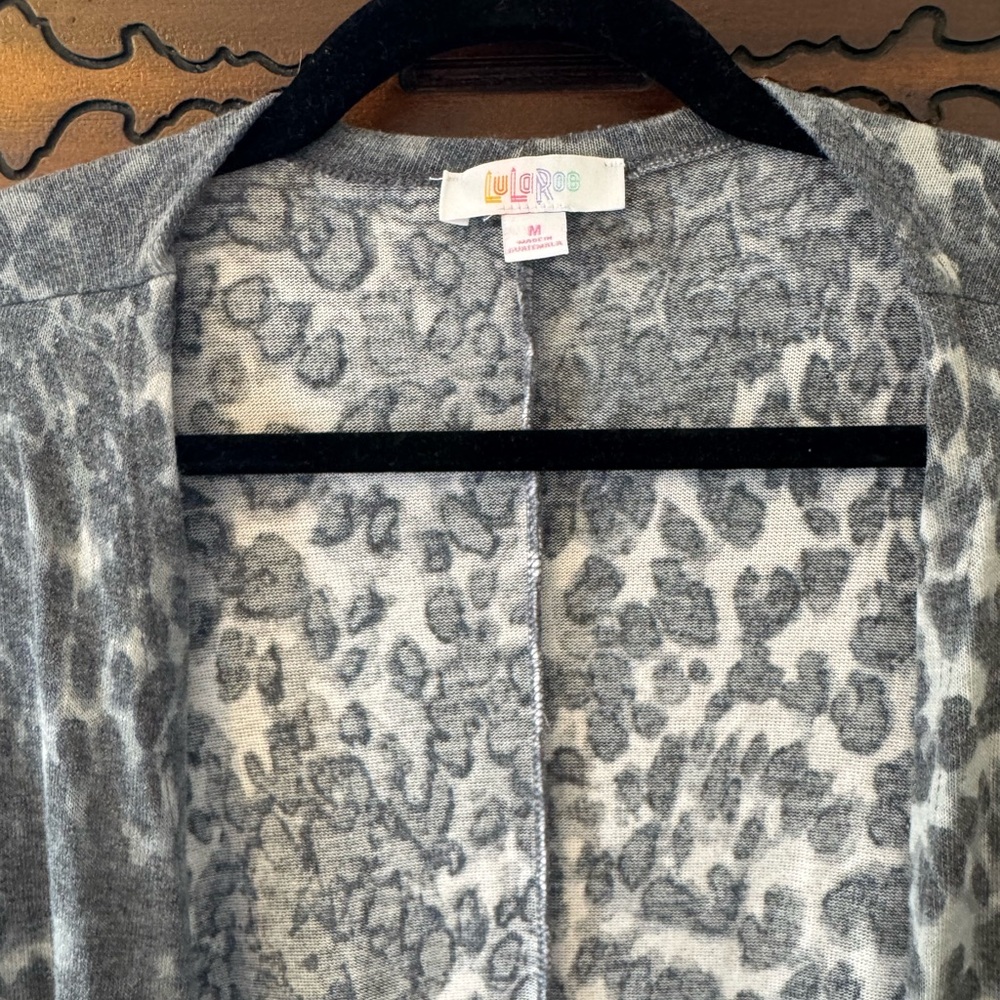 Lularoe Gray Leopard Print Cardigan - image 4